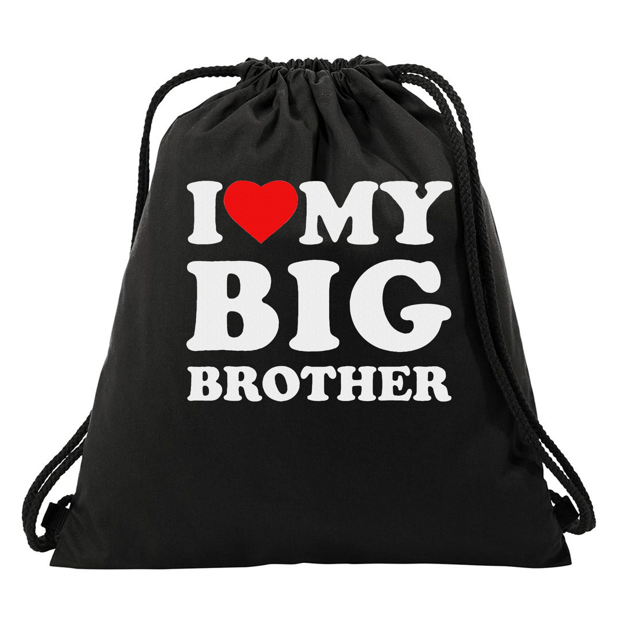 I Love My Big Brother Heart Drawstring Bag