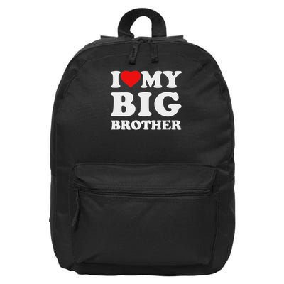 I Love My Big Brother Heart 16 in Basic Backpack