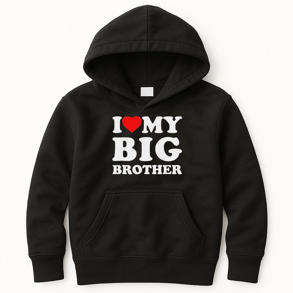 I Love My Big Brother Heart Kids Hoodie