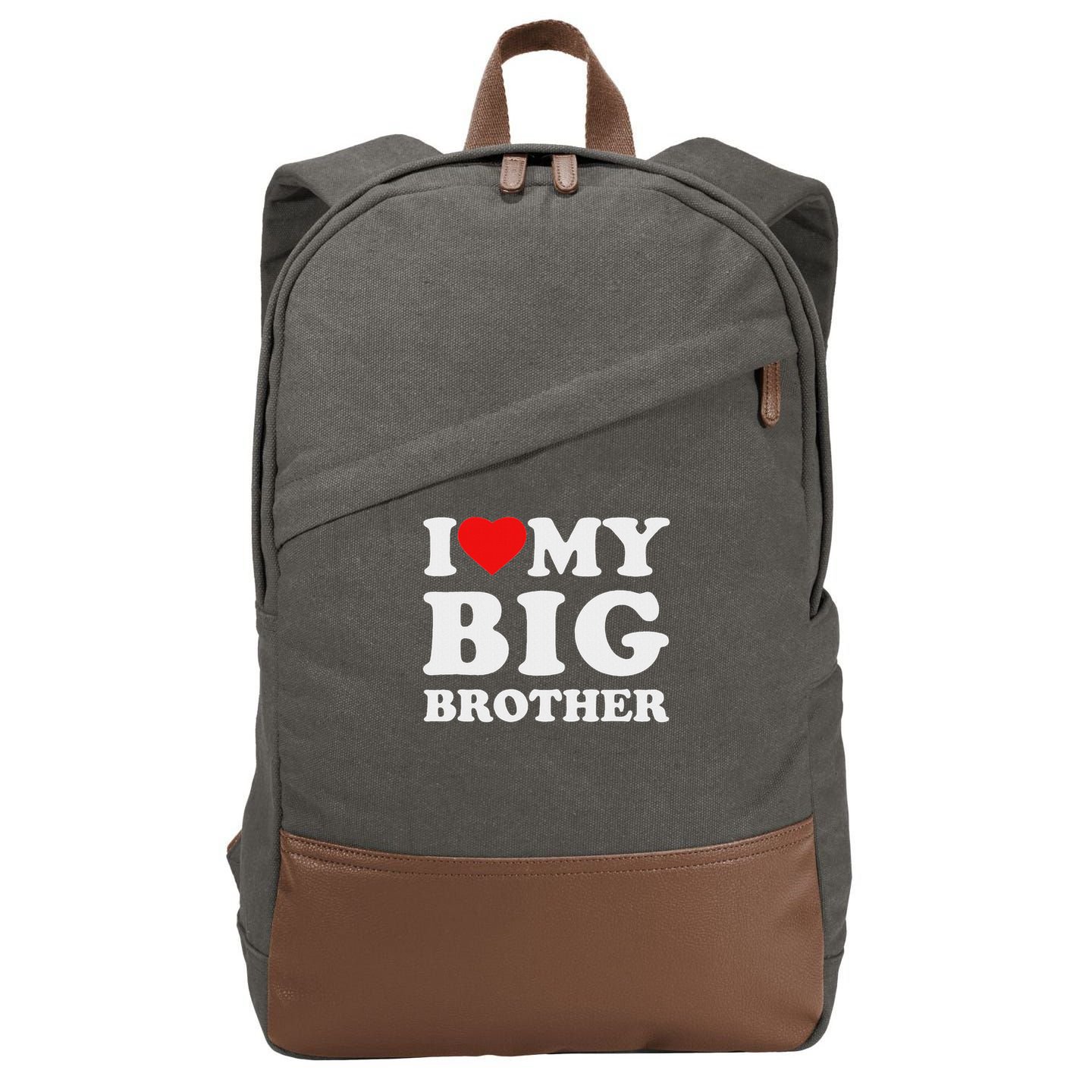 I Love My Big Brother Heart Cotton Canvas Backpack