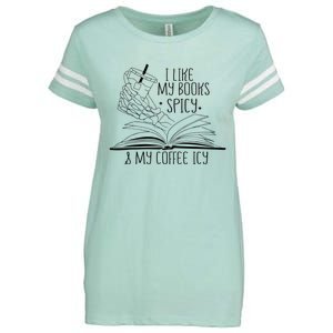 I Like My Books Spicy and My Coffee Icy Skeleton Hand Book Enza Ladies Jersey Football T-Shirt