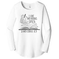 I Like My Books Spicy and My Coffee Icy Skeleton Hand Book Women's Perfect Tri Tunic Long Sleeve Shirt