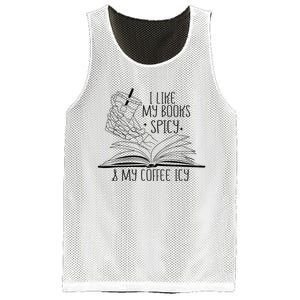 I Like My Books Spicy and My Coffee Icy Skeleton Hand Book Mesh Reversible Basketball Jersey Tank