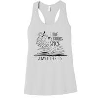 I Like My Books Spicy and My Coffee Icy Skeleton Hand Book Women's Racerback Tank