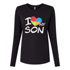 I Love My Autistic Son Autism Awareness Month Womens Cotton Relaxed Long Sleeve T-Shirt