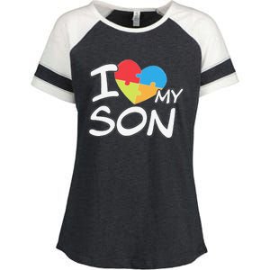 I Love My Autistic Son Autism Awareness Month Enza Ladies Jersey Colorblock Tee