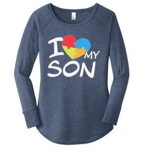 I Love My Autistic Son Autism Awareness Month Women's Perfect Tri Tunic Long Sleeve Shirt