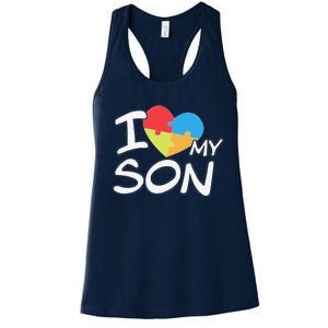 I Love My Autistic Son Autism Awareness Month Women's Racerback Tank