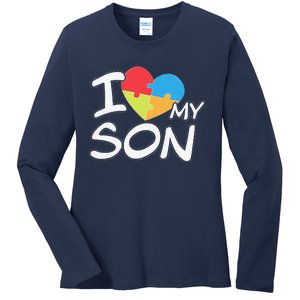 I Love My Autistic Son Autism Awareness Month Ladies Long Sleeve Shirt