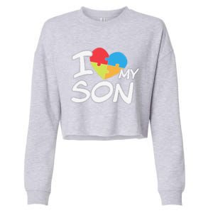 I Love My Autistic Son Autism Awareness Month Cropped Pullover Crew