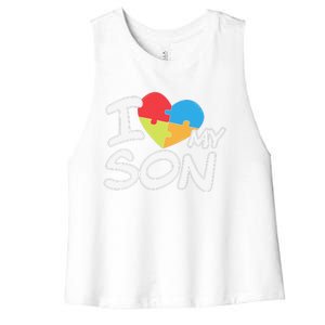 I Love My Autistic Son Autism Awareness Month Women's Racerback Cropped Tank