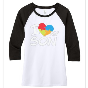 I Love My Autistic Son Autism Awareness Month Women's Tri-Blend 3/4-Sleeve Raglan Shirt