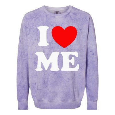 I Love Me I Red Heart Me Colorblast Crewneck Sweatshirt