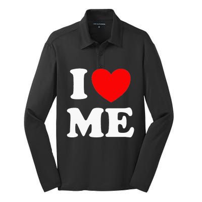 I Love Me I Red Heart Me Silk Touch Performance Long Sleeve Polo