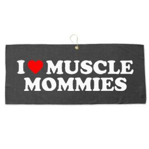 I Love Muscle Mommies I Heart Muscle Mommies Large Microfiber Waffle Golf Towel