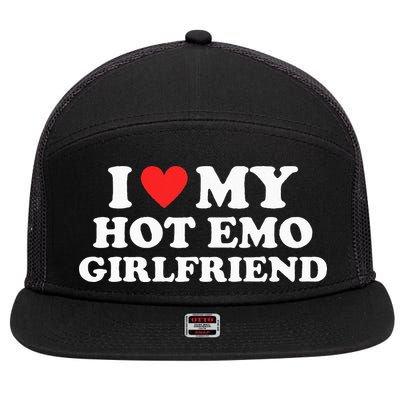 I Love My Hot Emo Girlfriend GF Red Heart Eboy Egirl Funny 7 Panel Mesh Trucker Snapback Hat