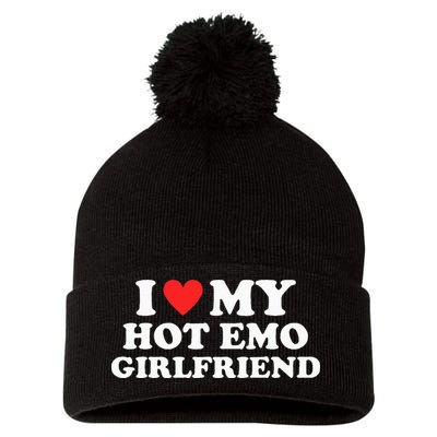 I Love My Hot Emo Girlfriend GF Red Heart Eboy Egirl Funny Pom Pom 12in Knit Beanie