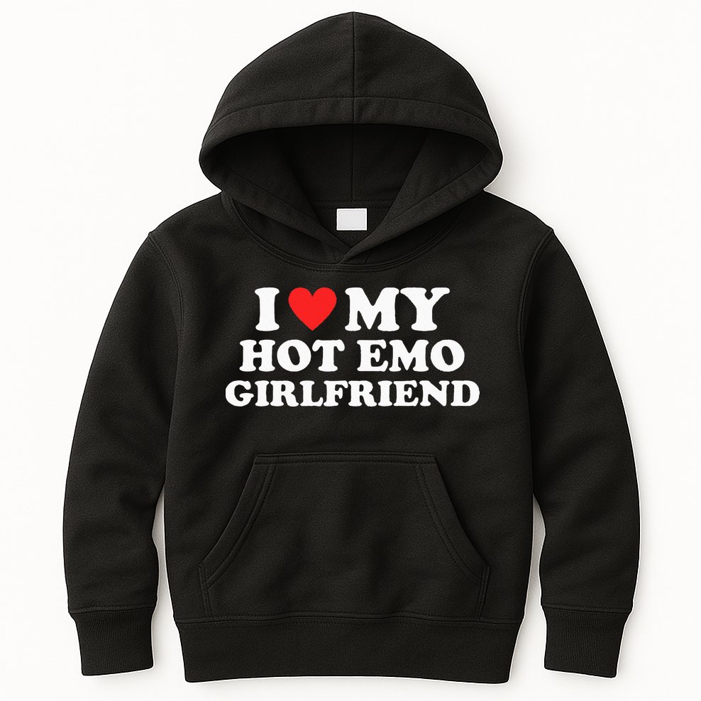 I Love My Hot Emo Girlfriend GF Red Heart Eboy Egirl Funny Kids Hoodie