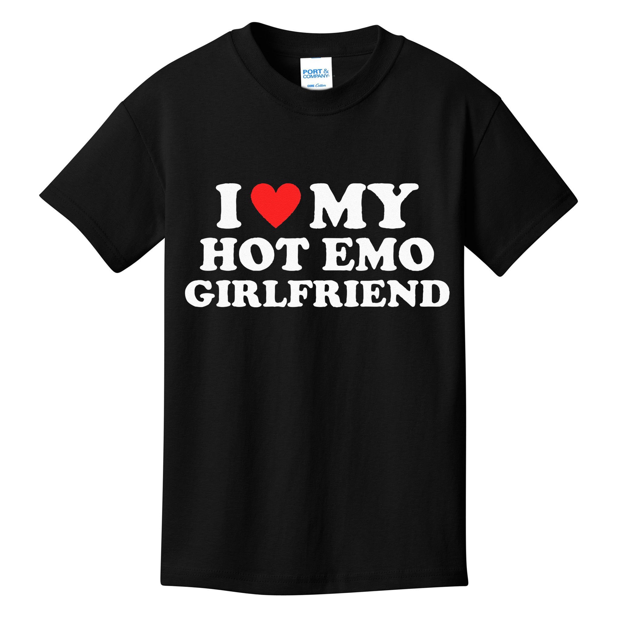 I Love My Hot Emo Girlfriend GF Red Heart Eboy Egirl Funny Kids T-Shirt