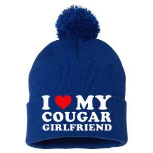 I Love My Cougar Girlfriend I Heart My Cougar GF Pom Pom 12in Knit Beanie