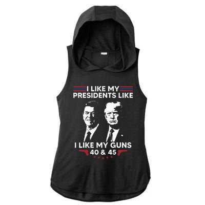 I Like My Presidents Like I Like My Guns 40 & 45 Vote Trump Ladies PosiCharge Tri-Blend Wicking Draft Hoodie Tank