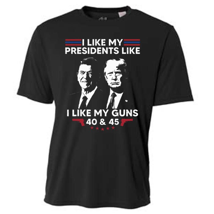 I Like My Presidents Like I Like My Guns 40 & 45 Vote Trump Cooling Performance Crew T-Shirt