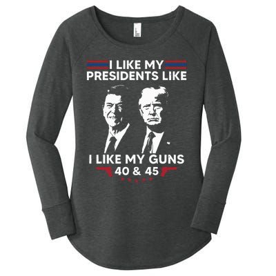 I Like My Presidents Like I Like My Guns 40 & 45 Vote Trump Women's Perfect Tri Tunic Long Sleeve Shirt