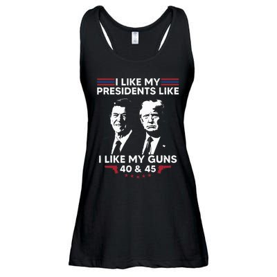 I Like My Presidents Like I Like My Guns 40 & 45 Vote Trump Ladies Essential Flowy Tank