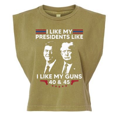 I Like My Presidents Like I Like My Guns 40 & 45 Vote Trump Garment-Dyed Women's Muscle Tee