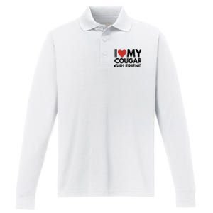 I Love My Cougar Girlfriend Performance Long Sleeve Polo