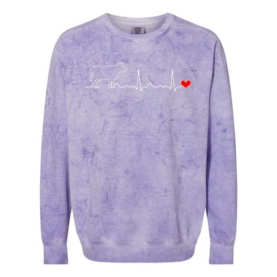 I Love My Cow Valve Ekg Heartbeat Heart Patient Colorblast Crewneck Sweatshirt