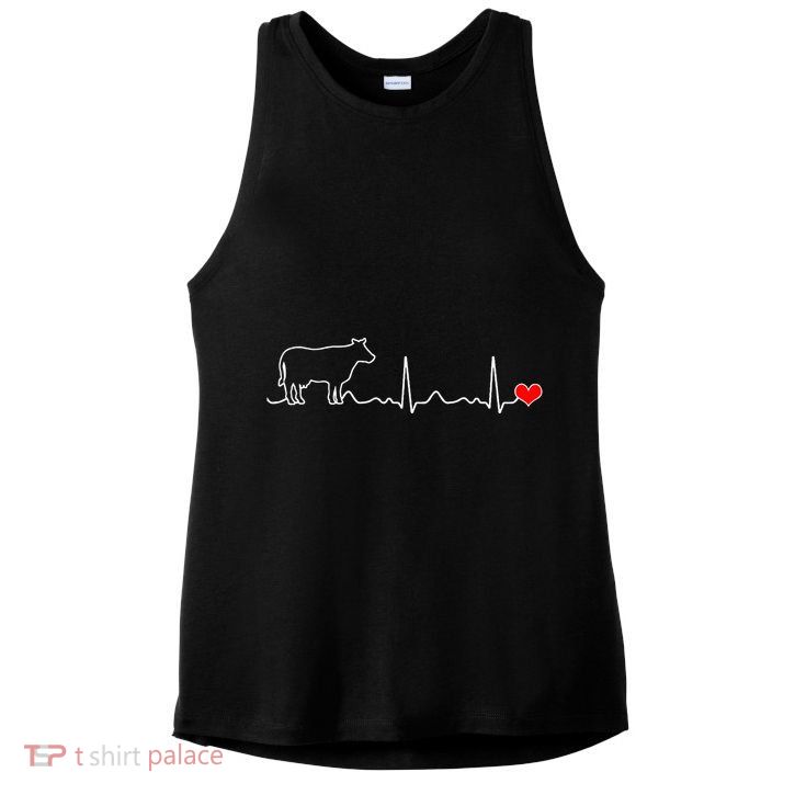 I Love My Cow Valve Ekg Heartbeat Heart Patient Ladies PosiCharge Tri-Blend Wicking Tank