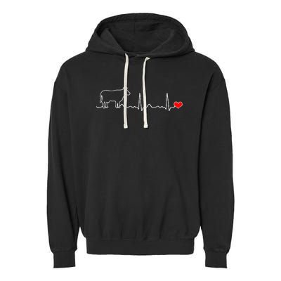 I Love My Cow Valve Ekg Heartbeat Heart Patient Garment-Dyed Fleece Hoodie