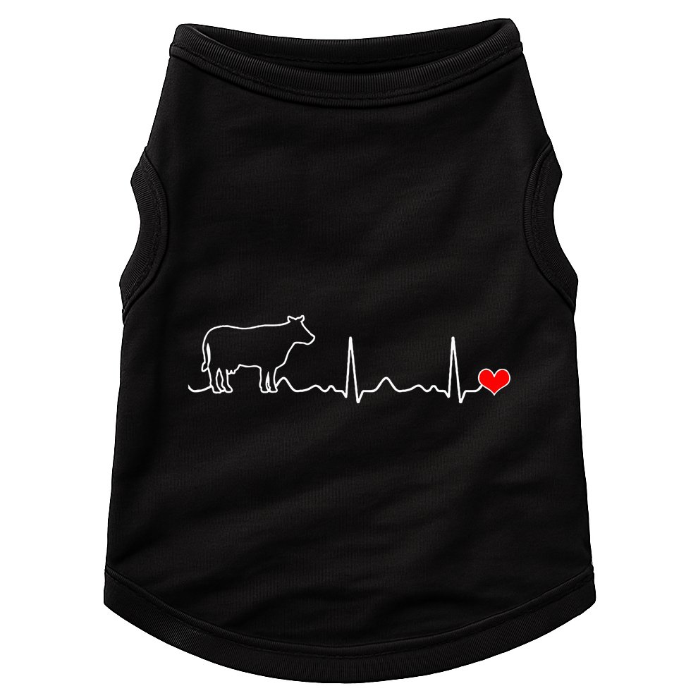 I Love My Cow Valve Ekg Heartbeat Heart Patient Doggie Tank