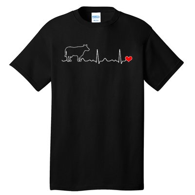 I Love My Cow Valve Ekg Heartbeat Heart Patient Tall T-Shirt