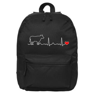 I Love My Cow Valve Ekg Heartbeat Heart Patient 16 in Basic Backpack