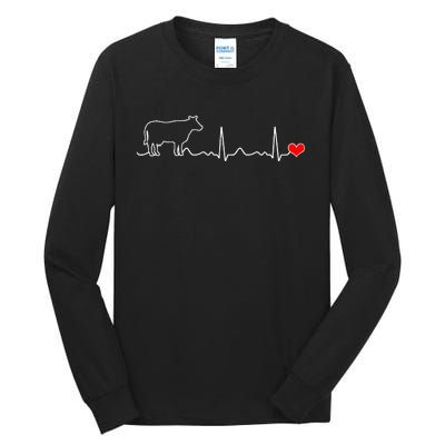 I Love My Cow Valve Ekg Heartbeat Heart Patient Tall Long Sleeve T-Shirt