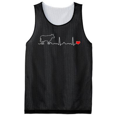 I Love My Cow Valve Ekg Heartbeat Heart Patient Mesh Reversible Basketball Jersey Tank