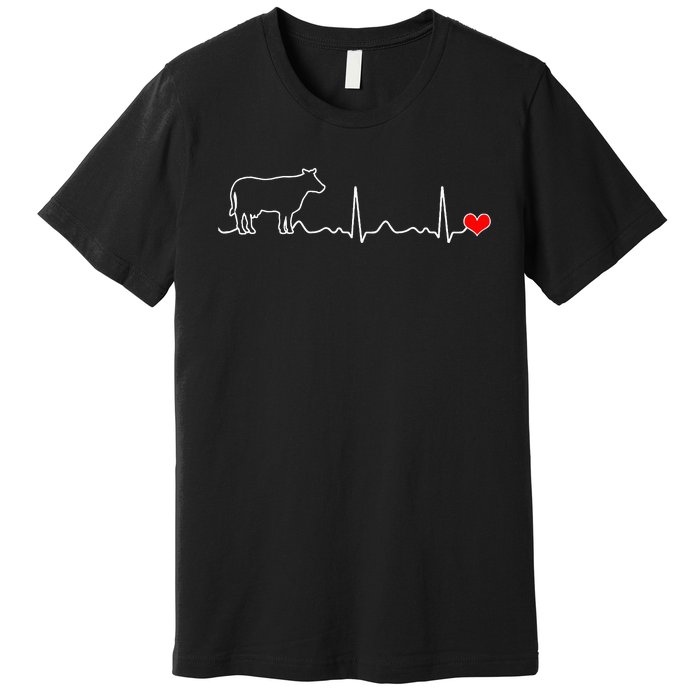 I Love My Cow Valve Ekg Heartbeat Heart Patient Premium T-Shirt