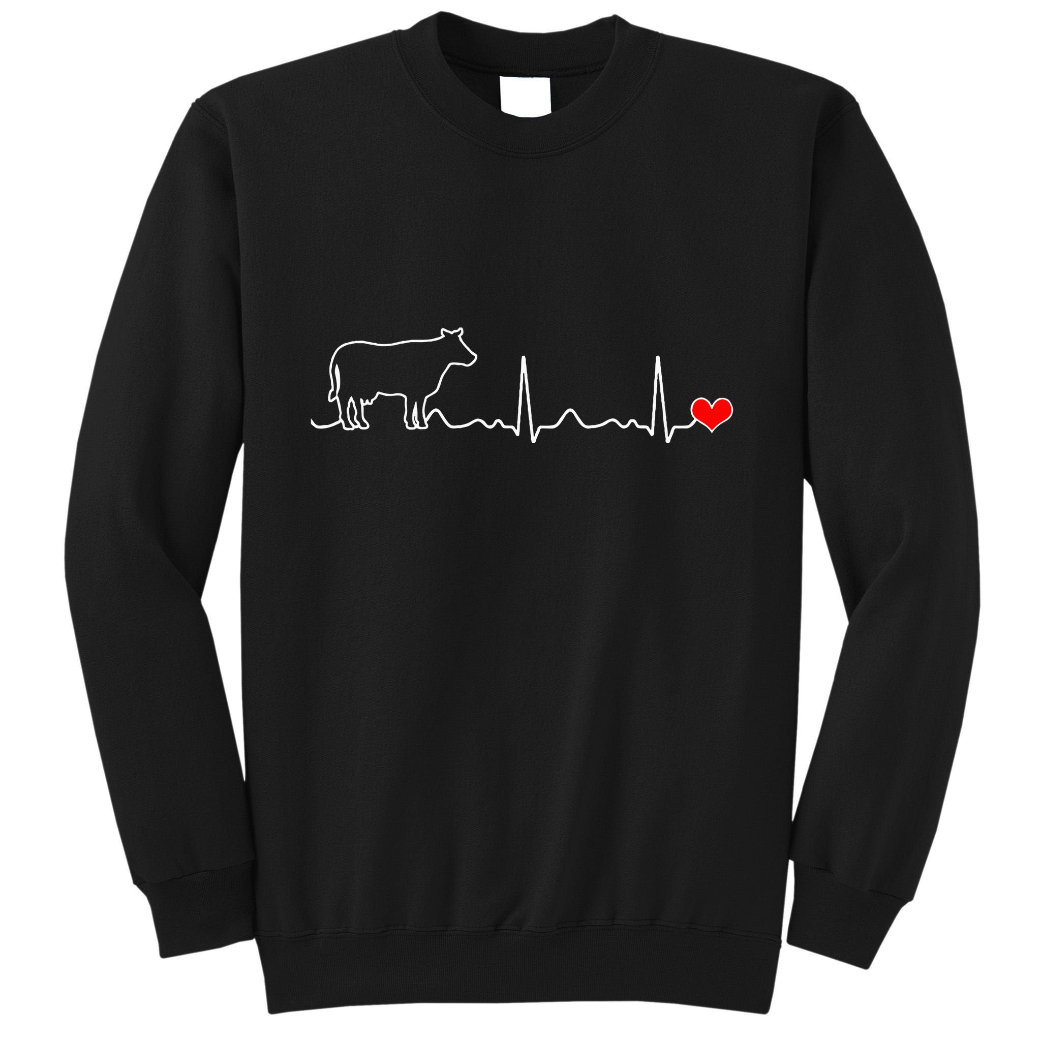 I Love My Cow Valve Ekg Heartbeat Heart Patient Tall Sweatshirt