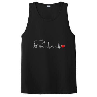 I Love My Cow Valve Ekg Heartbeat Heart Patient PosiCharge Competitor Tank