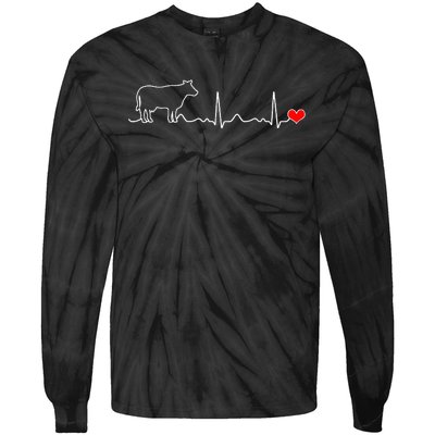 I Love My Cow Valve Ekg Heartbeat Heart Patient Tie-Dye Long Sleeve Shirt