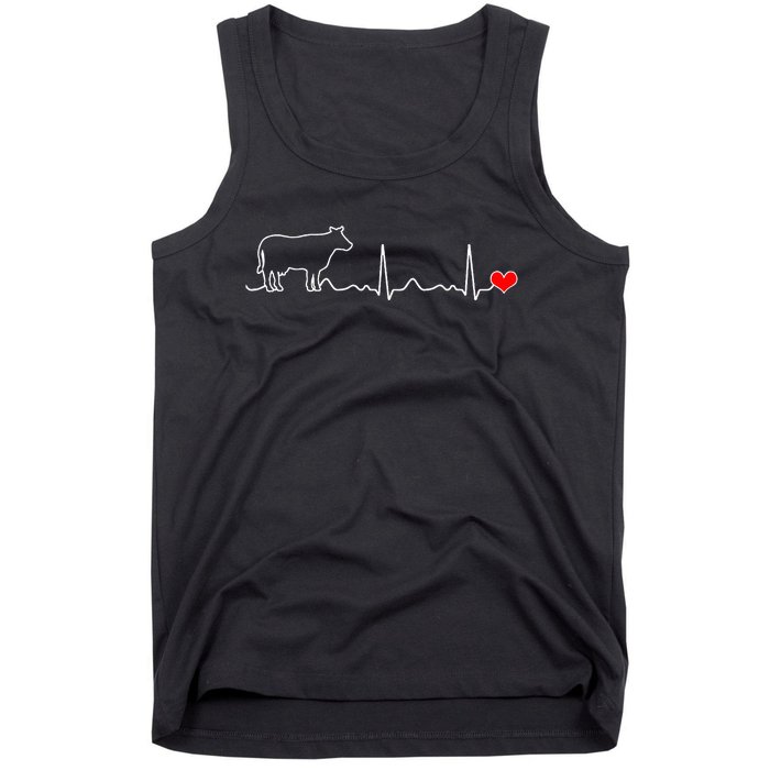 I Love My Cow Valve Ekg Heartbeat Heart Patient Tank Top