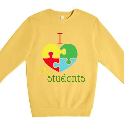 I Love My Students Autism Awareness Puzzle Teacher Gift Premium Crewneck Sweatshirt