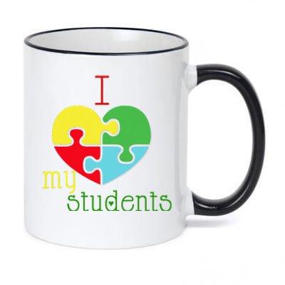 I Love My Students Autism Awareness Puzzle Teacher Gift 11oz Black Color Changing Mug