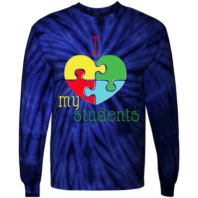 I Love My Students Autism Awareness Puzzle Teacher Gift Tie-Dye Long Sleeve Shirt