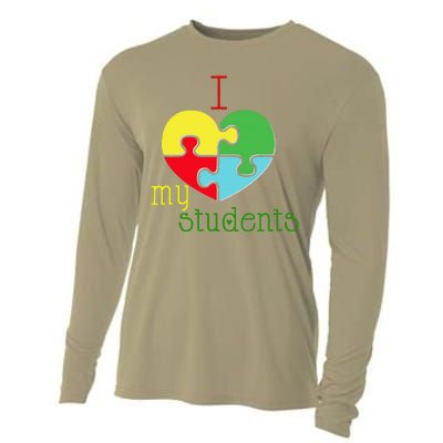 I Love My Students Autism Awareness Puzzle Teacher Gift Cooling Performance Long Sleeve Crew