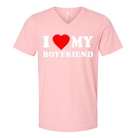 I Love My Boyfriend Design V-Neck T-Shirt