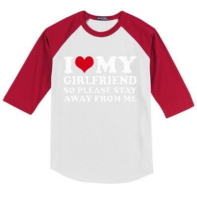 I Love My Girlfriend So Please Stay Away From Me  Kids Colorblock Raglan Jersey