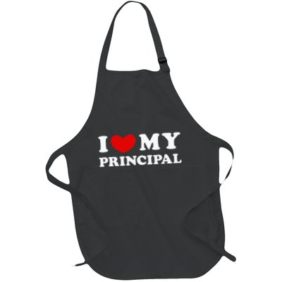 I Love My Principal I Heart My Principal Full-Length Apron With Pockets